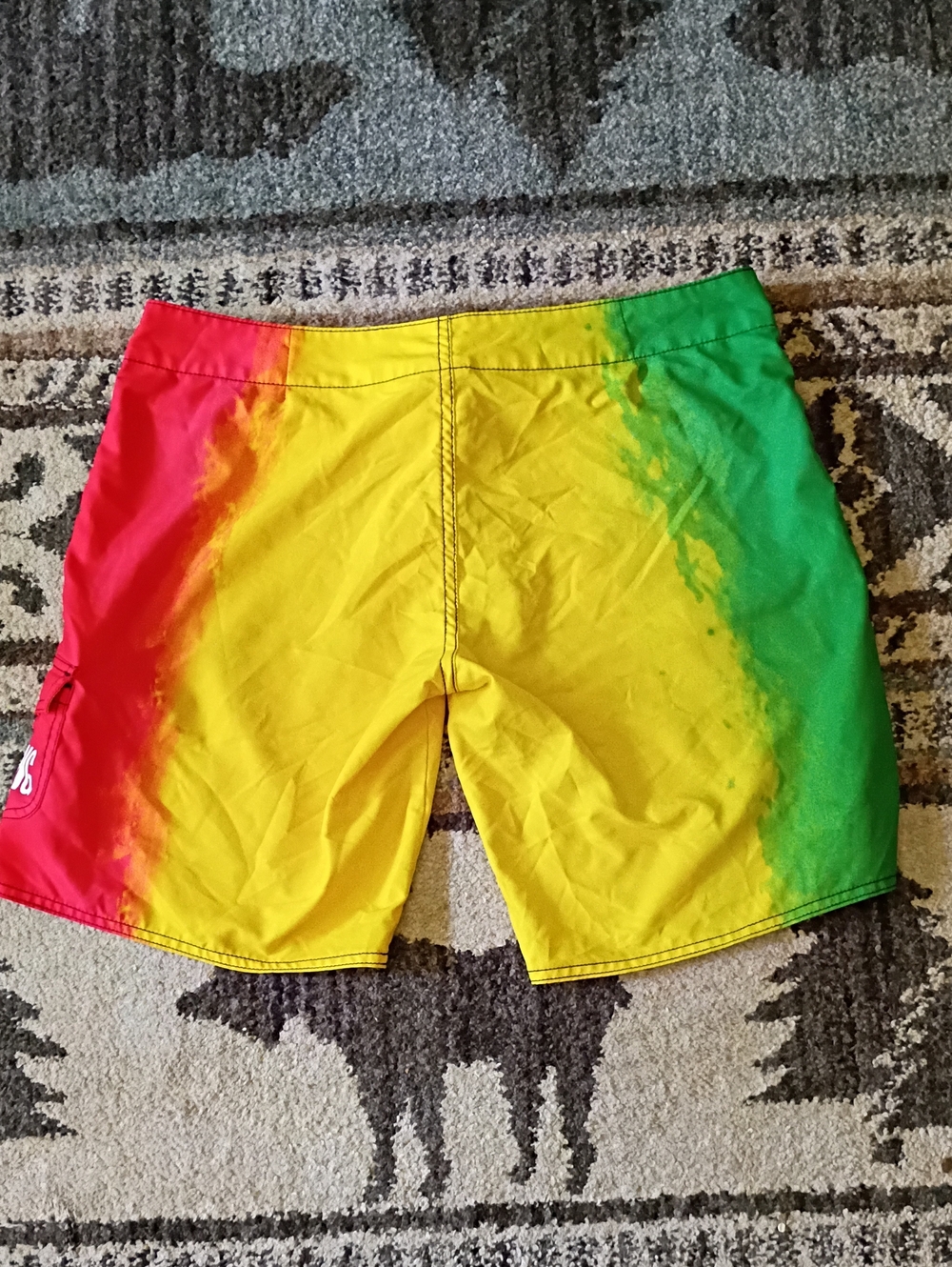 Billabong Women's Green Yellow Red Gradient Board Shorts - Picture 5 of 5